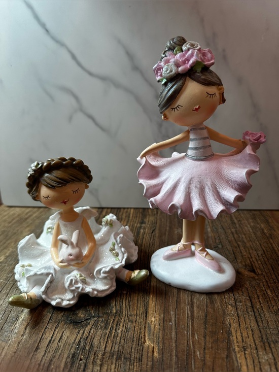 Other - Cute Pink Ballerina Figurine Home Accent - Charming Floral Design
